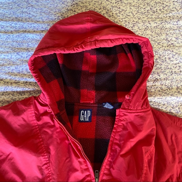 Red coat with flannel fuzzy lining - Picture 3 of 4